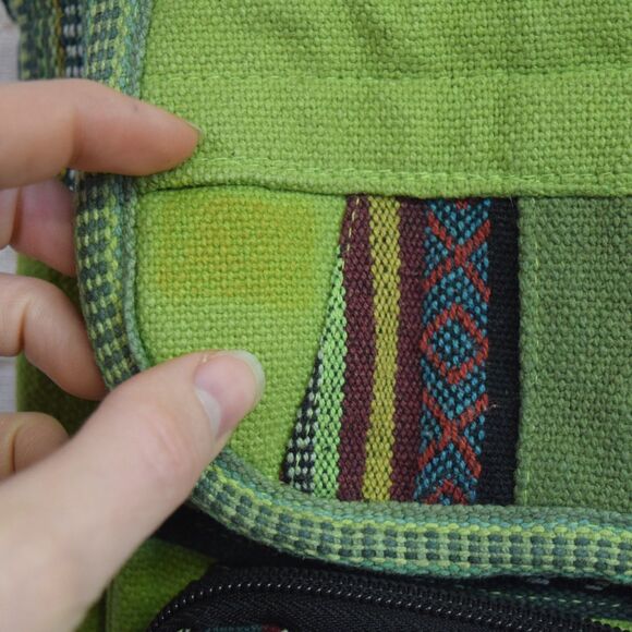 Patchwork Hippie Crossbody Purse Kathmandu Imports Nepal Cotton Green Indie Boho - Picture 3 of 11